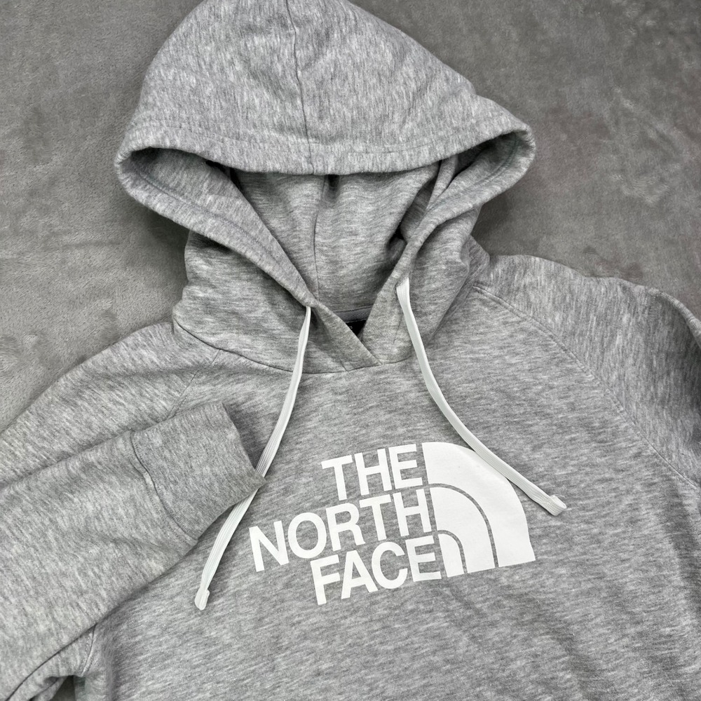 The North Face Half Dome Hoodie Womens Small Gray Heather‎ Logo Pullover Fleece